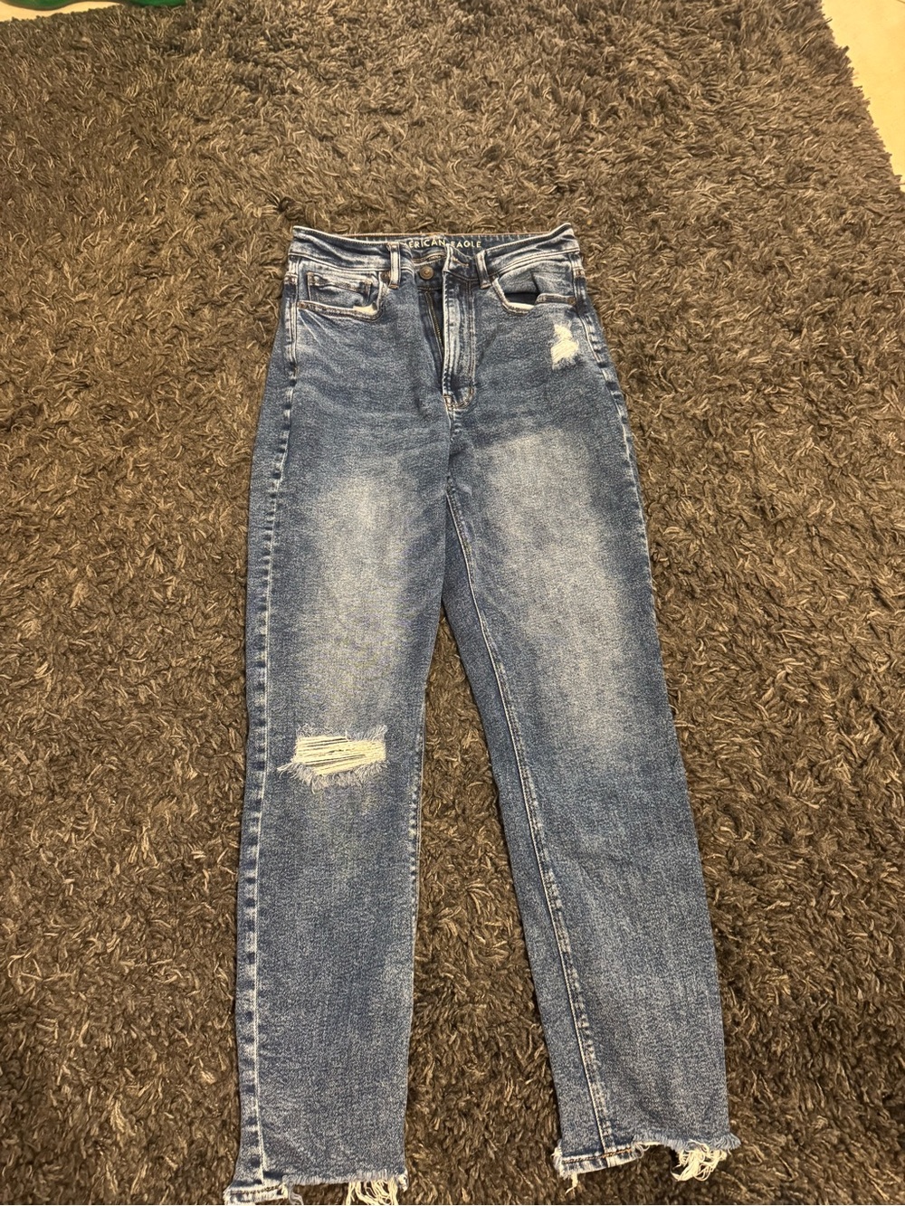 High-Rise Distressed Women's Jeans - Blue